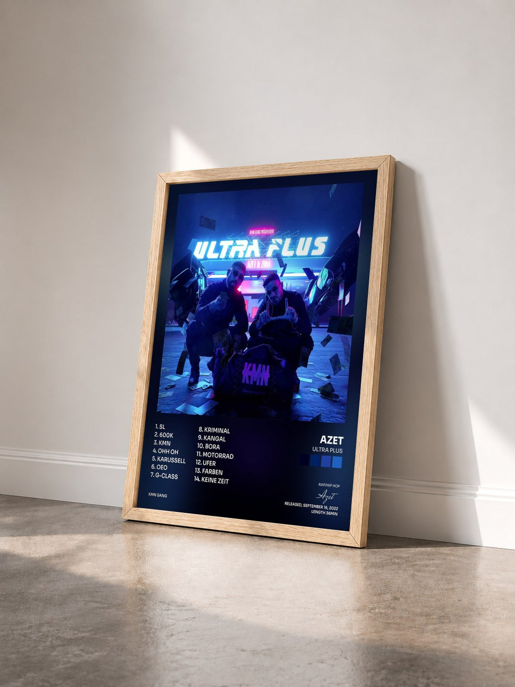 #bois Tableau de l'album Ultra Plus de Azet vu de trois quarts, cadre en bois brut