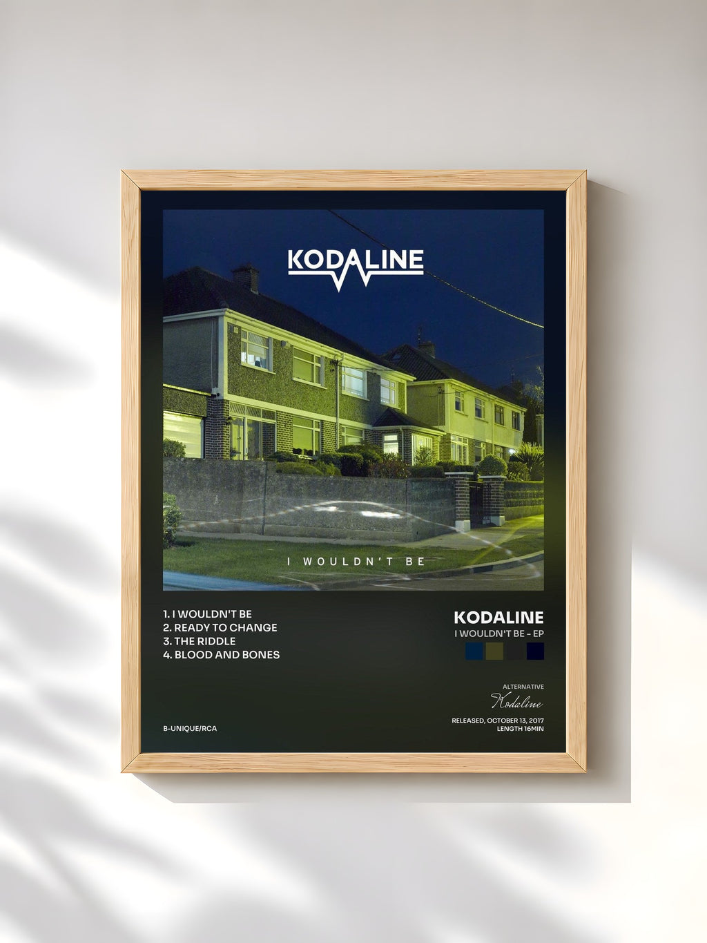 #bois Tableau de l'album I Wouldn't Be - EP de Kodaline, cadre en bois brut, imprimé et encadré en France