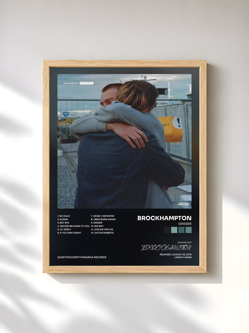 #bois Tableau de l'album GINGER de BROCKHAMPTON, cadre en bois brut, imprimé et encadré en France