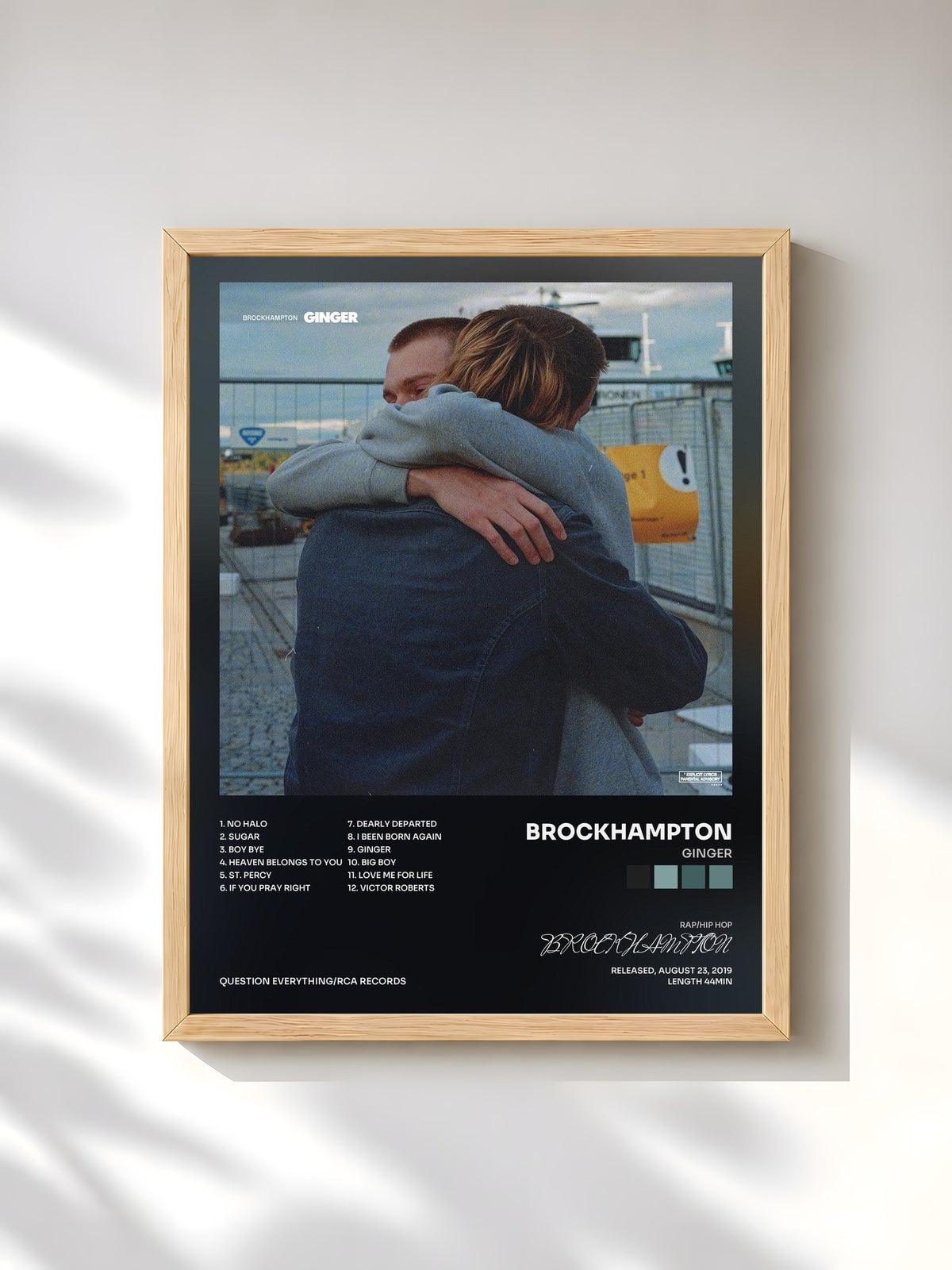 #bois Tableau de l'album GINGER de BROCKHAMPTON, cadre en bois brut, imprimé et encadré en France