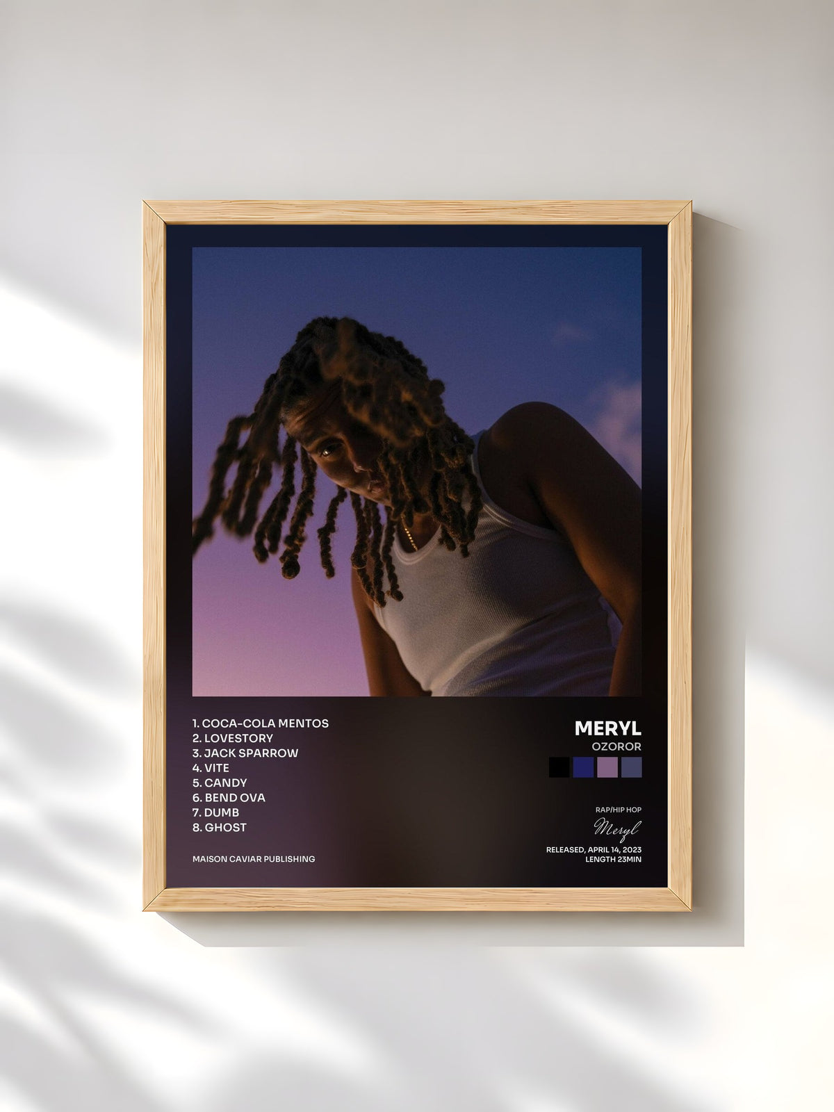 #bois Tableau de l'album Ozoror de Meryl, cadre en bois brut, imprimé et encadré en France