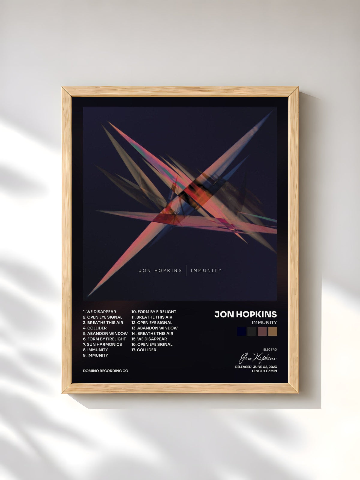 #bois Tableau de l'album Immunity de Jon Hopkins, cadre en bois brut, imprimé et encadré en France