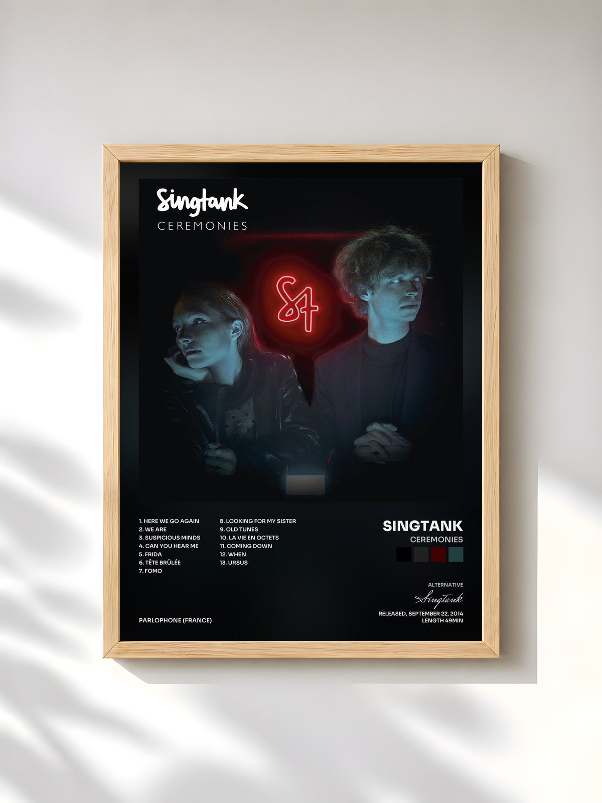 #bois Tableau de l'album Ceremonies de Singtank, cadre en bois brut, imprimé et encadré en France