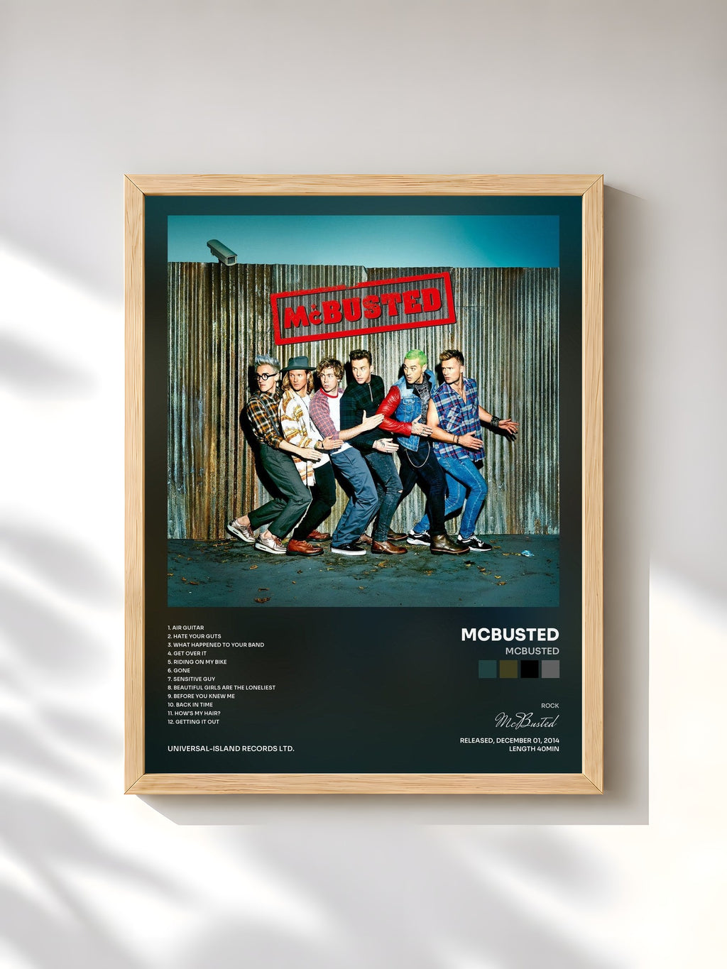 #bois Tableau de l'album McBusted de McBusted, cadre en bois brut, imprimé et encadré en France