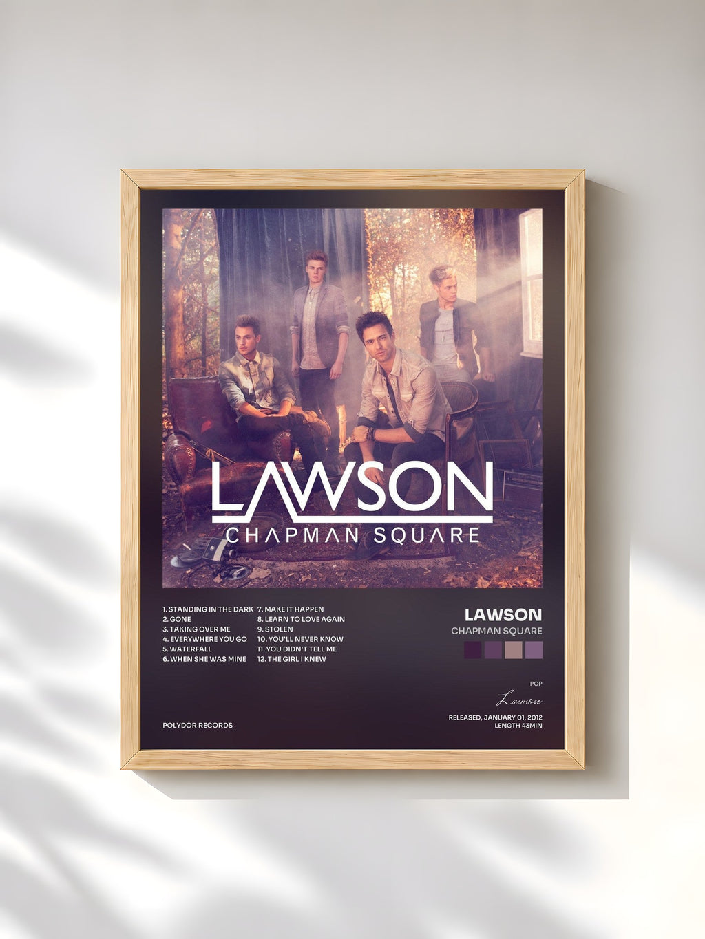 #bois Tableau de l'album Chapman Square de Lawson, cadre en bois brut, imprimé et encadré en France