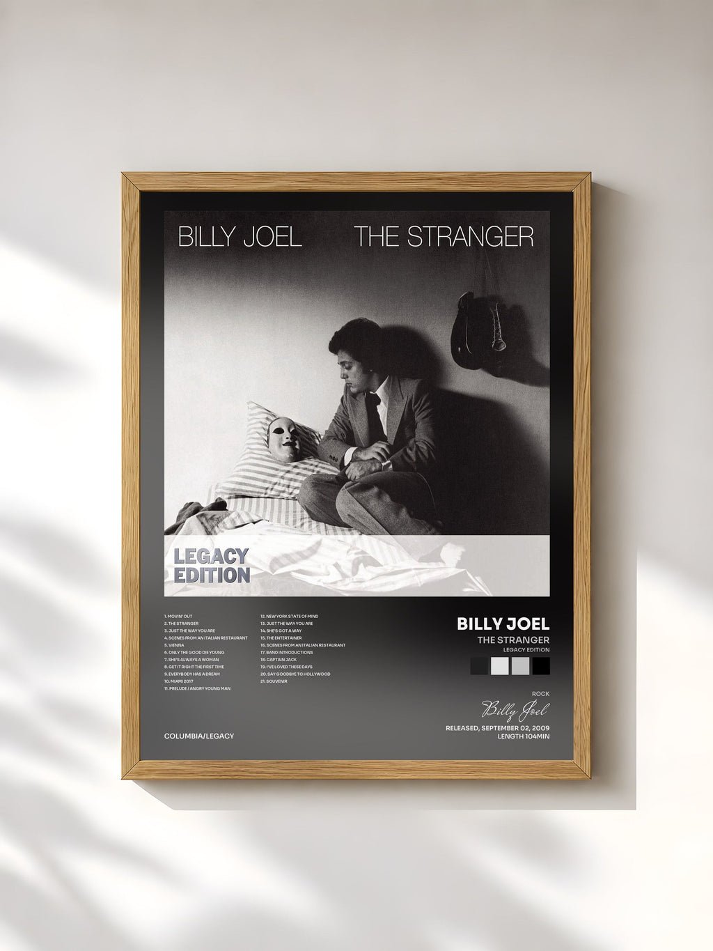#bois Tableau de l'album The Stranger (Legacy Edition) de Billy Joel, cadre en bois brut, imprimé et encadré en France