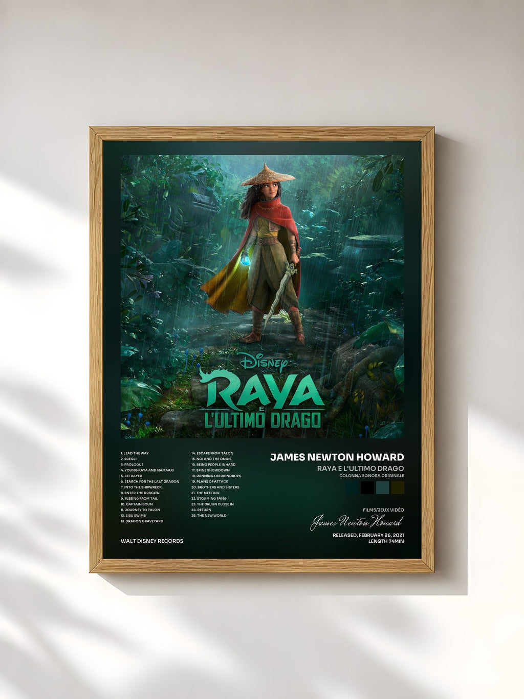 #bois Tableau de l'album Raya e l'Ultimo Drago (Colonna Sonora Originale) de James Newton Howard, cadre en bois brut, imprimé et encadré en France