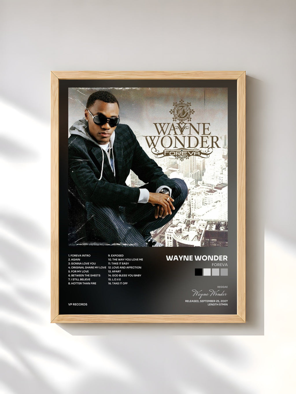 #bois Tableau de l'album Foreva de Wayne Wonder, cadre en bois brut, imprimé et encadré en France