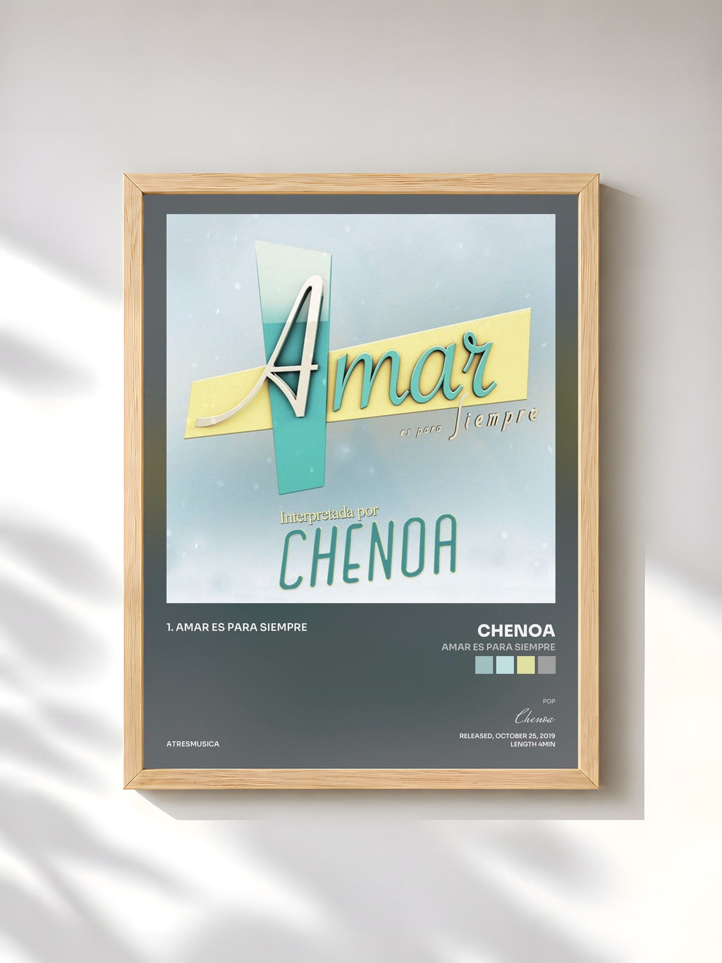 #bois Tableau de l'album Amar Es para Siempre de Chenoa, cadre en bois brut, imprimé et encadré en France