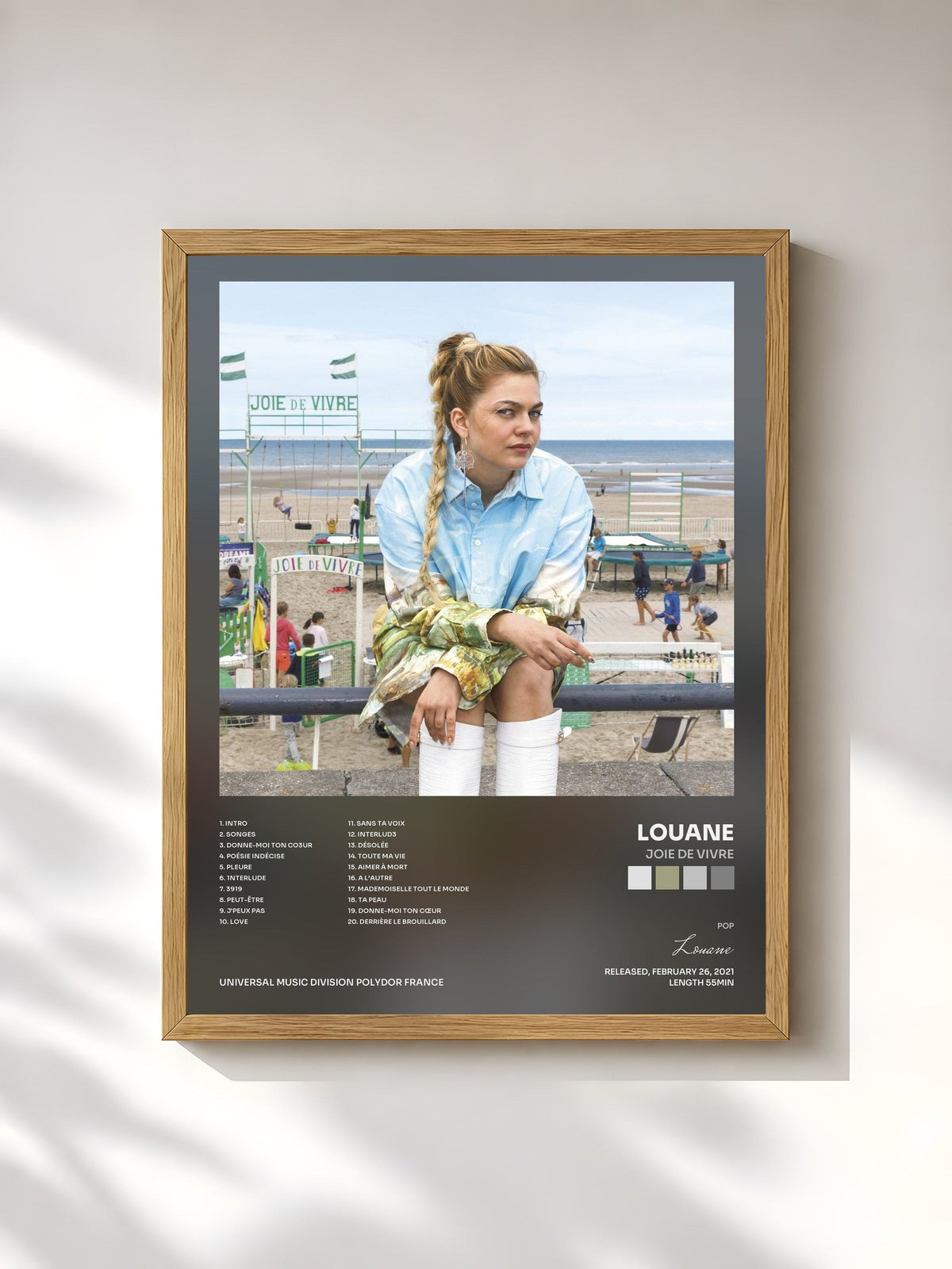 #bois Tableau de l'album Joie de vivre de Louane, cadre en bois brut, imprimé et encadré en France