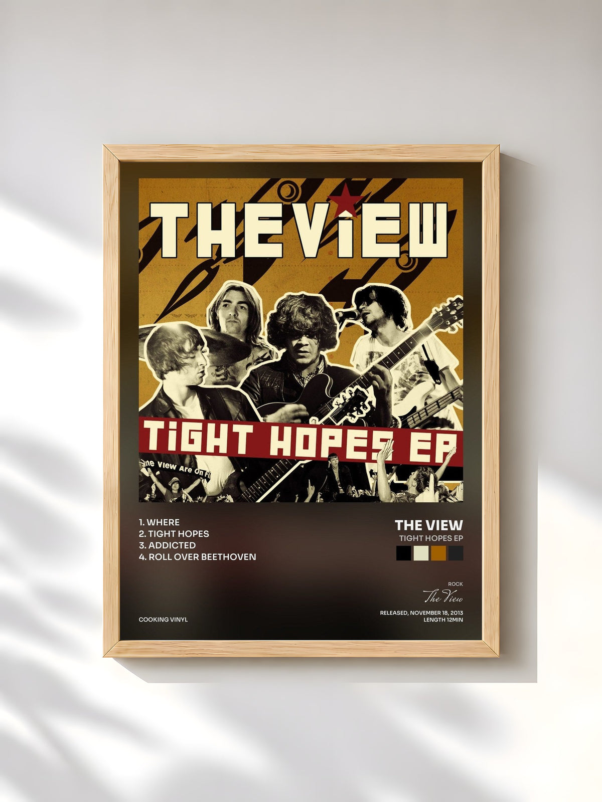#bois Tableau de l'album Tight Hopes EP de The View, cadre en bois brut, imprimé et encadré en France
