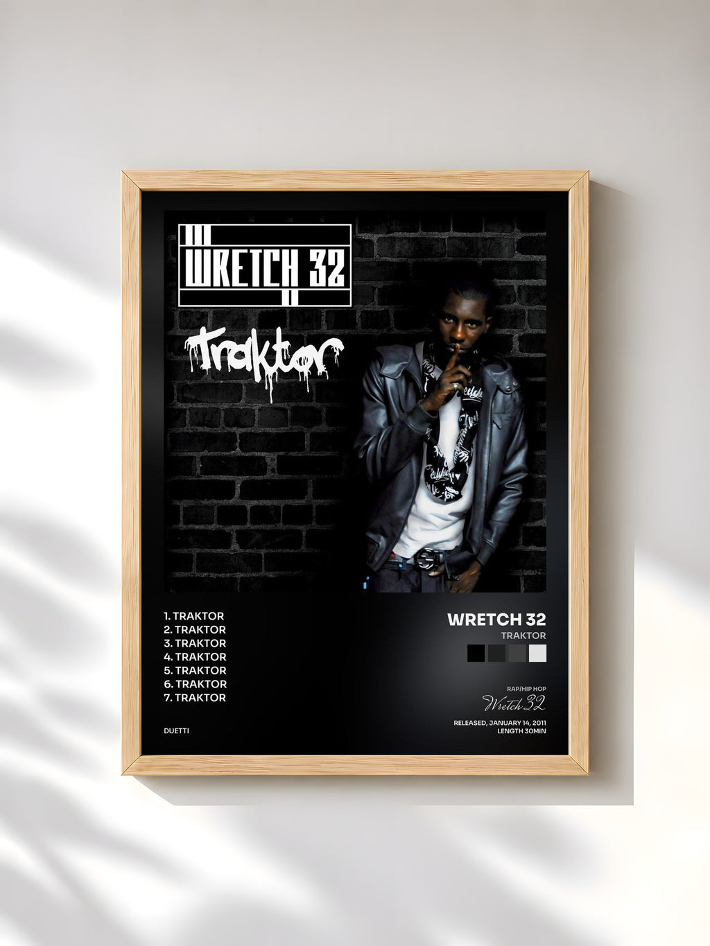 #bois Tableau de l'album Traktor de Wretch 32, cadre en bois brut, imprimé et encadré en France