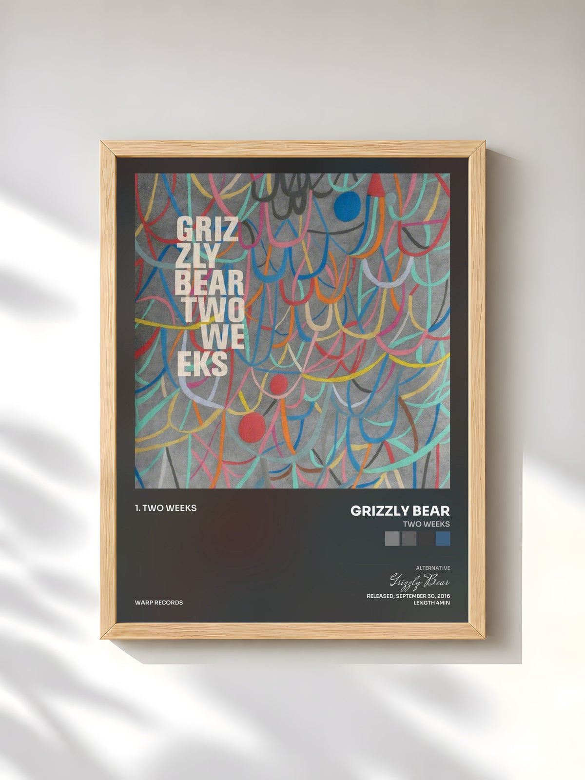 #bois Tableau de l'album Two Weeks de Grizzly Bear, cadre en bois brut, imprimé et encadré en France