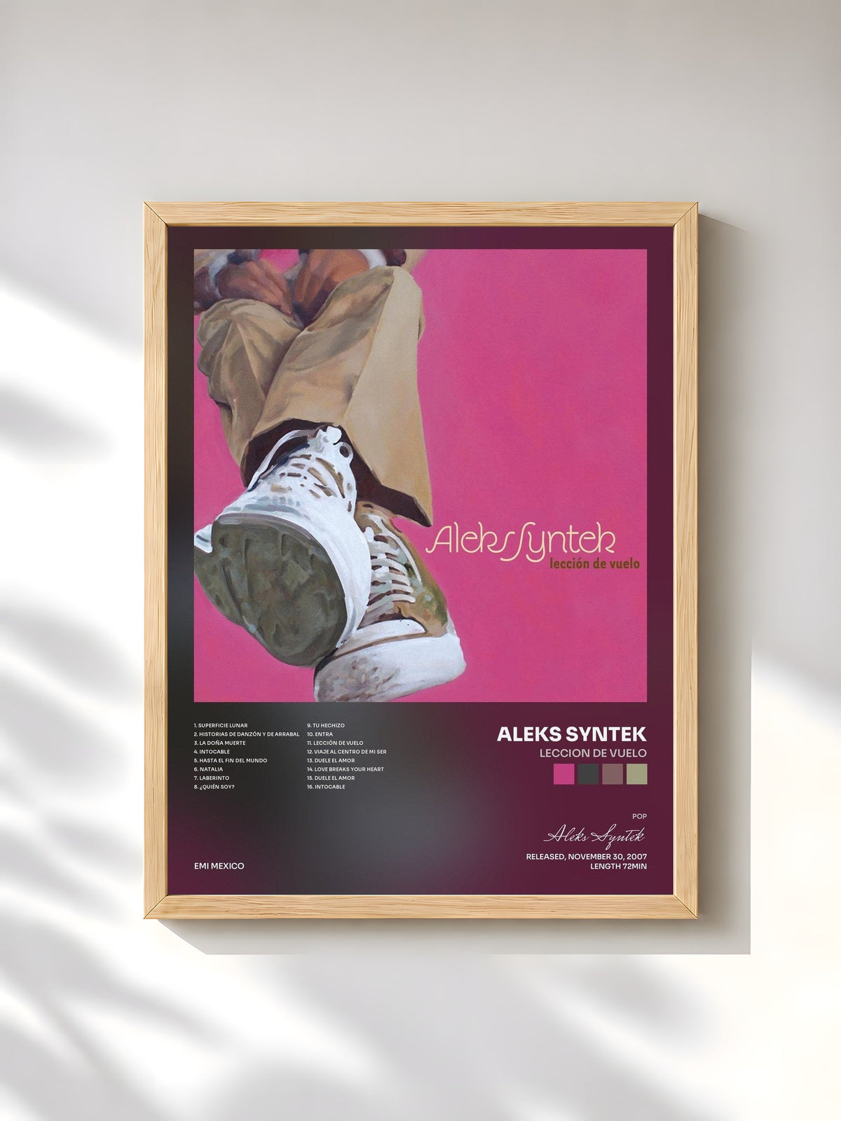 #bois Tableau de l'album Leccion De Vuelo de Aleks Syntek, cadre en bois brut, imprimé et encadré en France