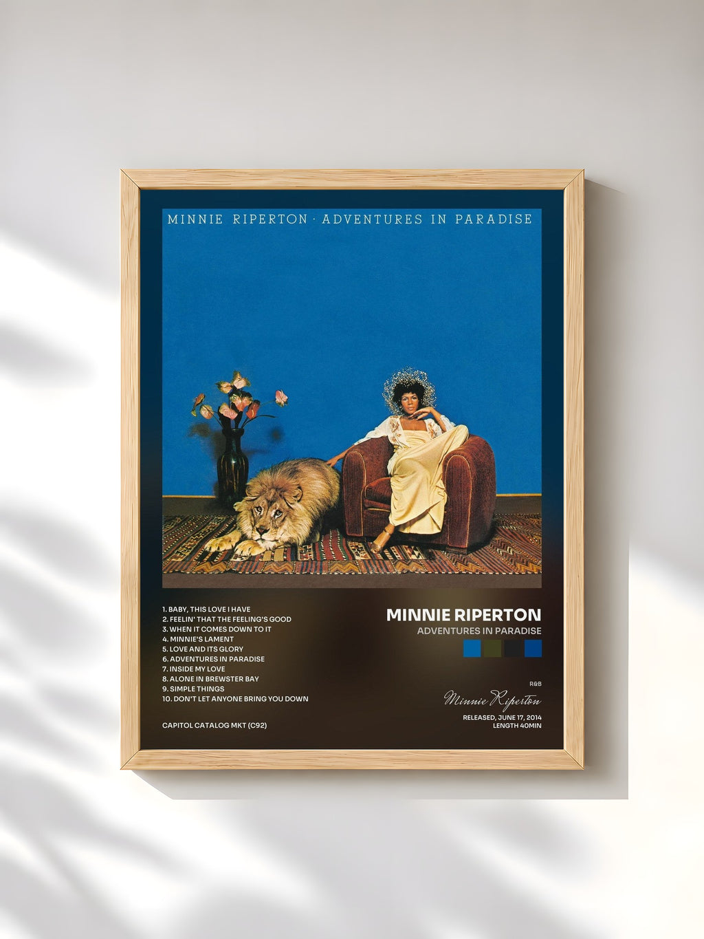 #bois Tableau de l'album Adventures In Paradise de Minnie Riperton, cadre en bois brut, imprimé et encadré en France