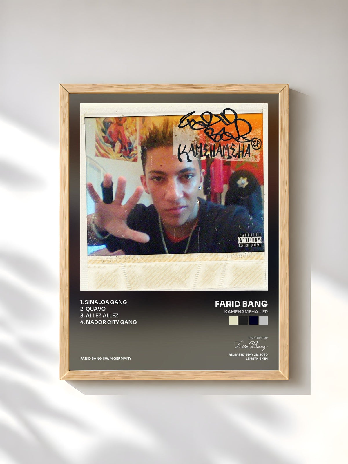 #bois Tableau de l'album KAMEHAMEHA - EP de Farid Bang, cadre en bois brut, imprimé et encadré en France