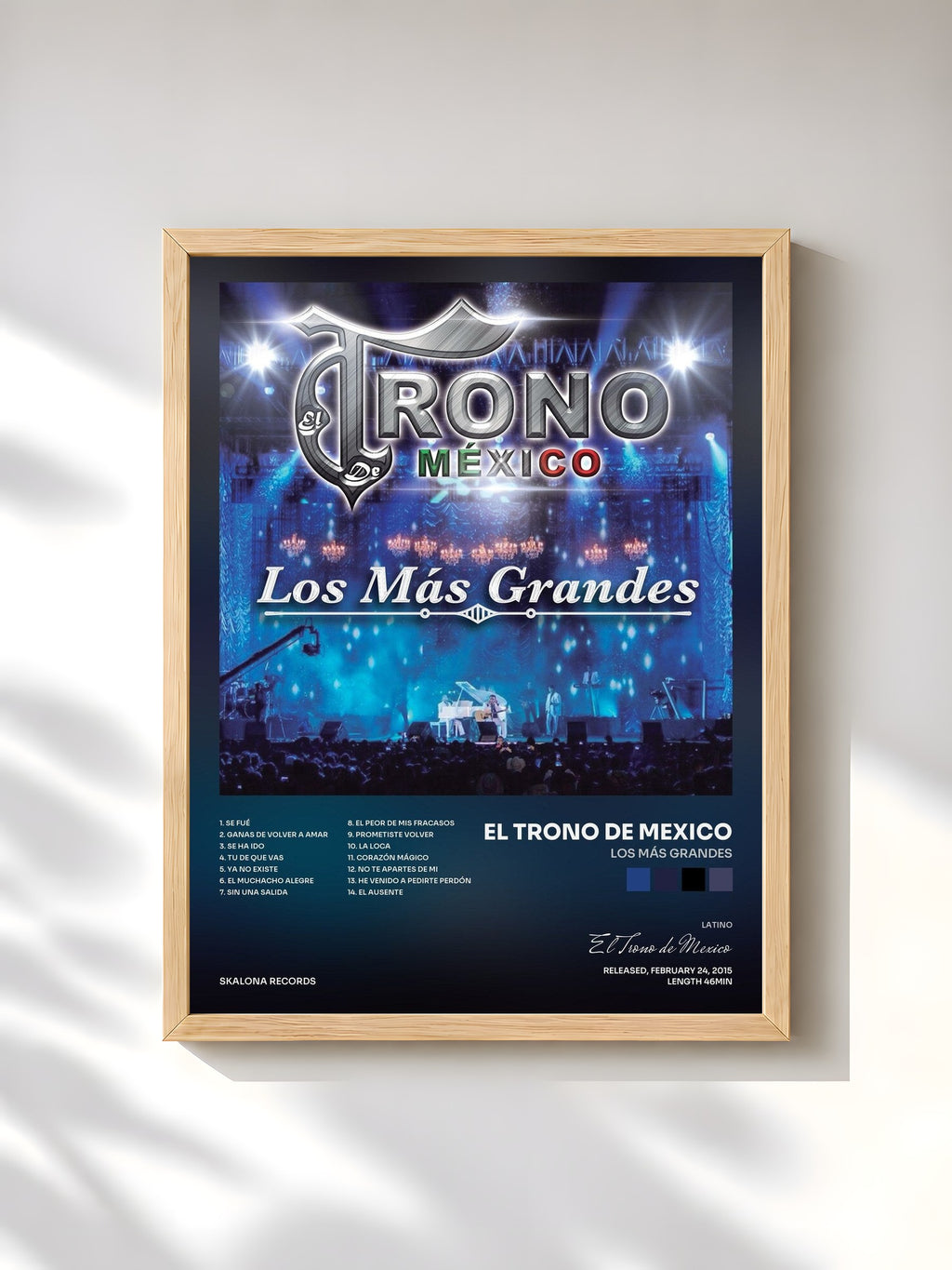 #bois Tableau de l'album Los Más Grandes de El Trono de Mexico, cadre en bois brut, imprimé et encadré en France