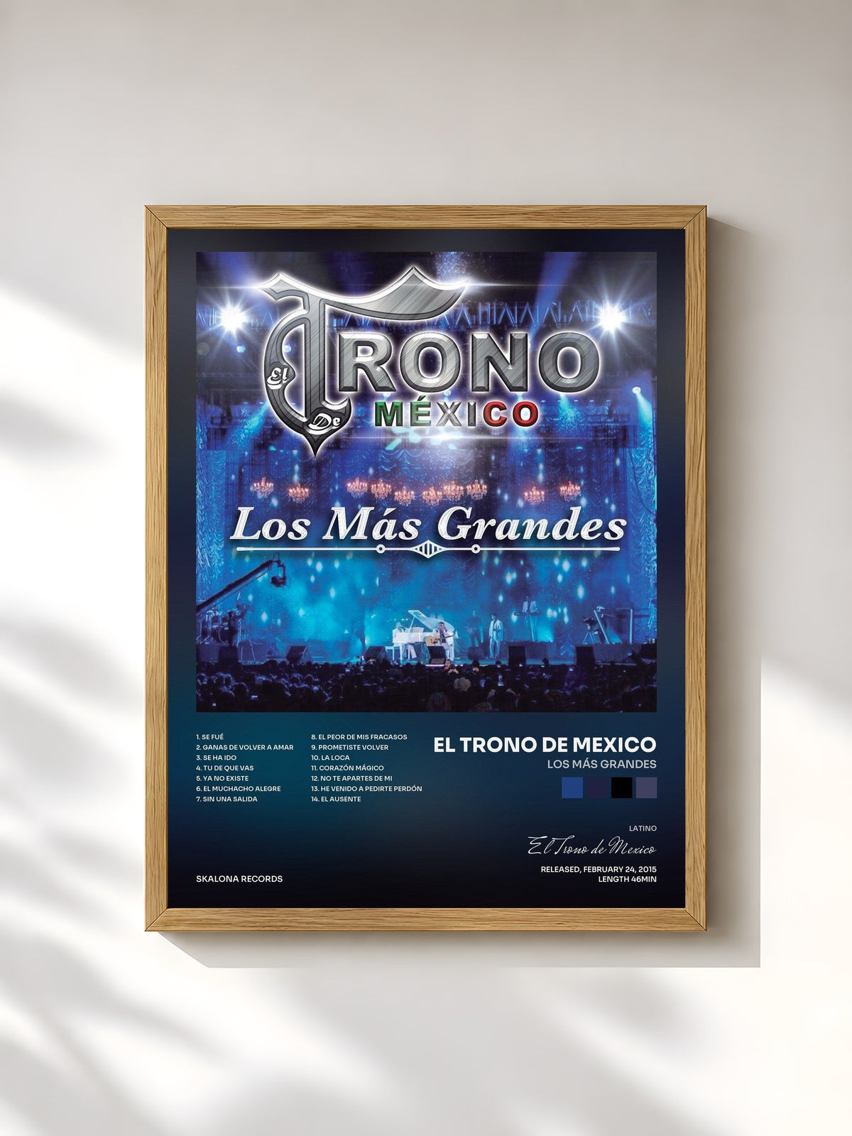 #bois Tableau de l'album Los Más Grandes de El Trono de Mexico, cadre en bois brut, imprimé et encadré en France