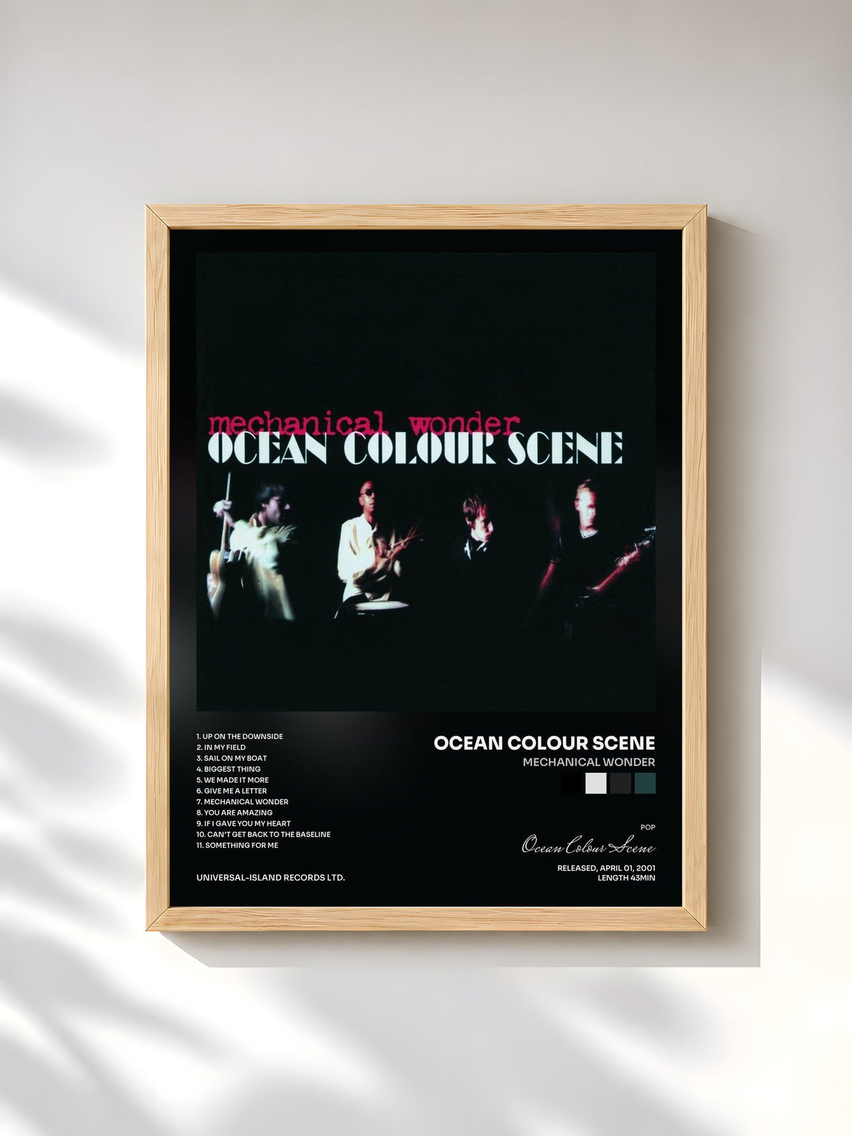 #bois Tableau de l'album Mechanical Wonder de Ocean Colour Scene, cadre en bois brut, imprimé et encadré en France