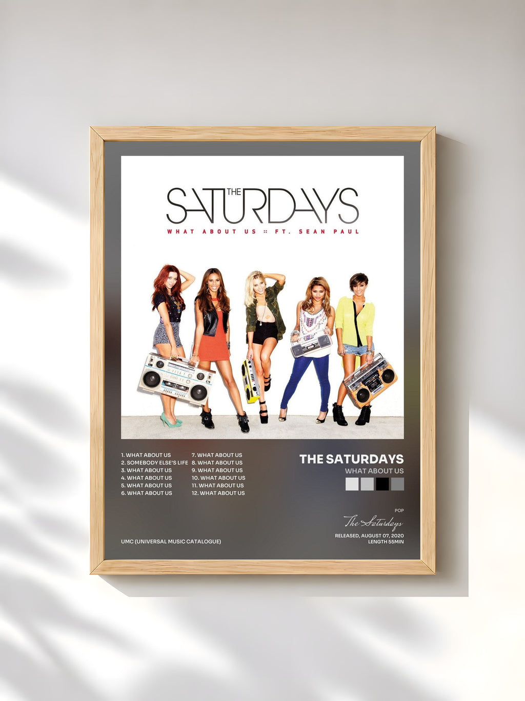 #bois Tableau de l'album What About Us de The Saturdays, cadre en bois brut, imprimé et encadré en France
