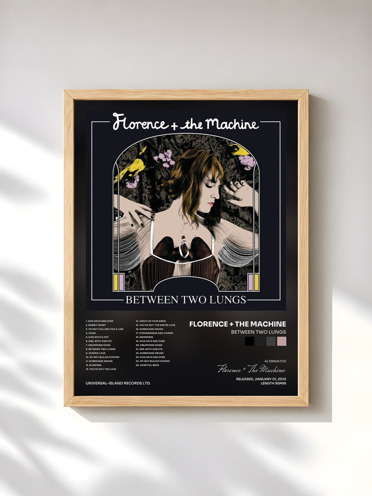 #bois Tableau de l'album Between Two Lungs de Florence + The Machine, cadre en bois brut, imprimé et encadré en France