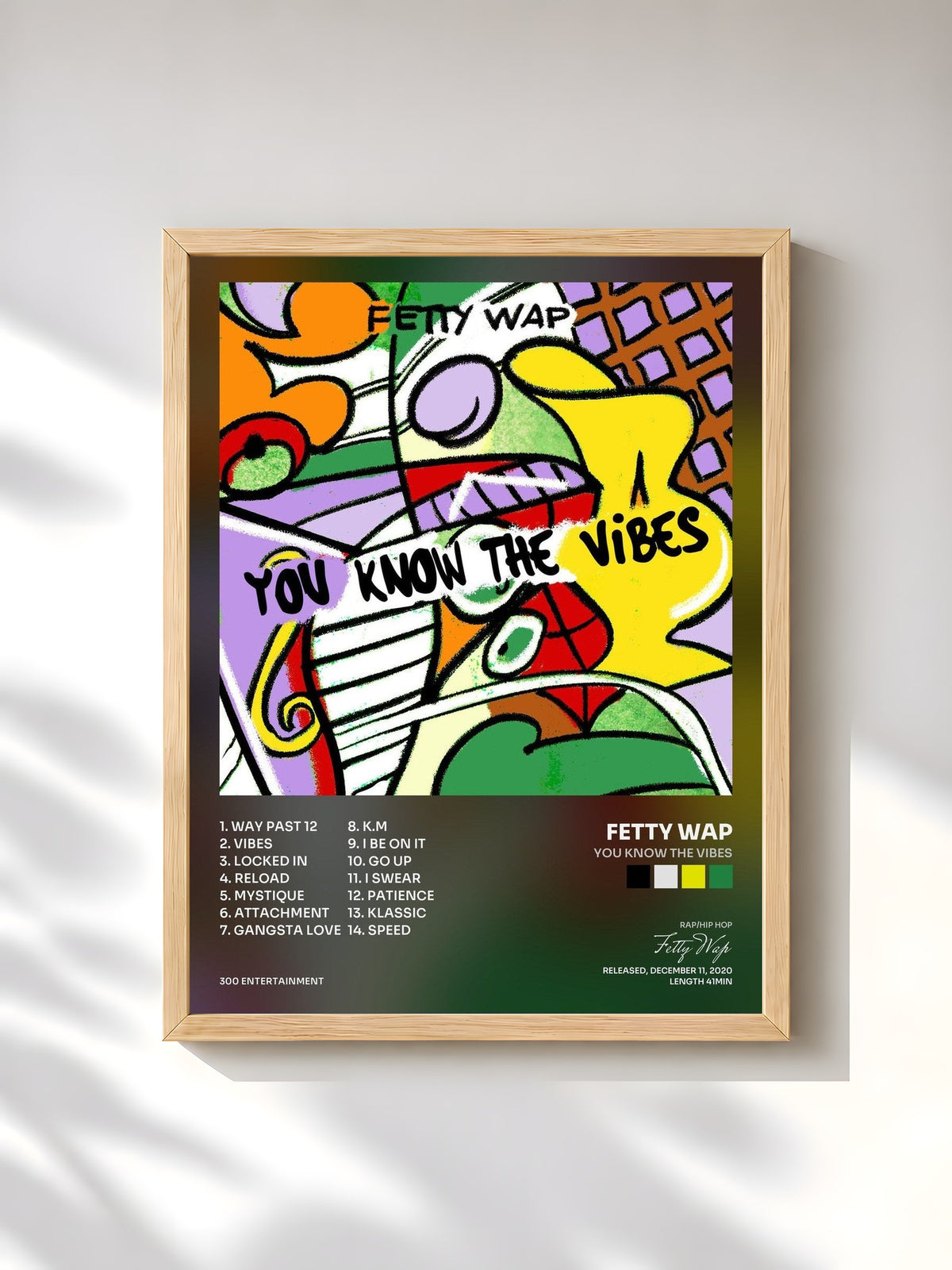 #bois Tableau de l'album You Know The Vibes de Fetty Wap, cadre en bois brut, imprimé et encadré en France