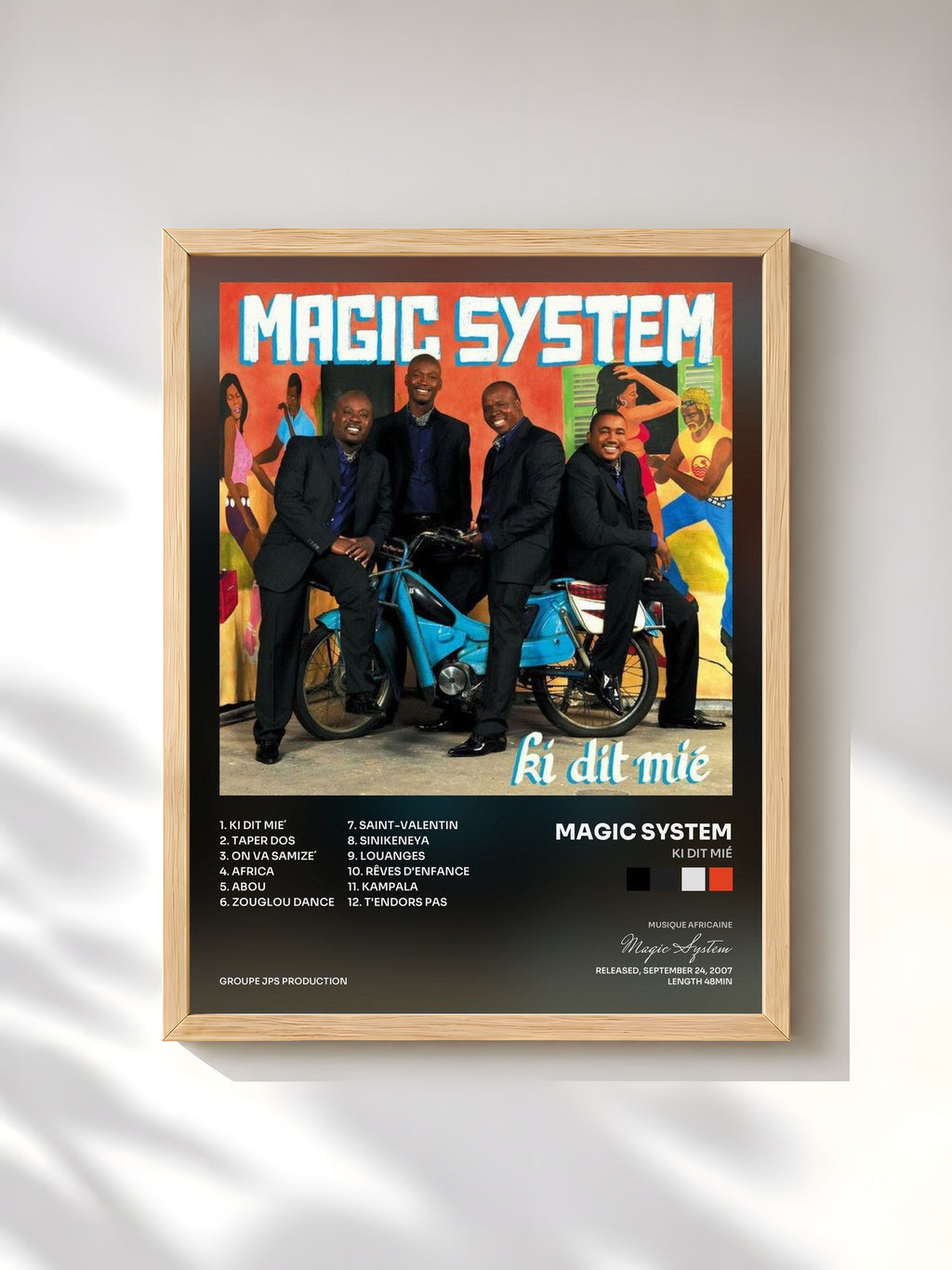 #bois Tableau de l'album Ki Dit Mié de Magic System, cadre en bois brut, imprimé et encadré en France
