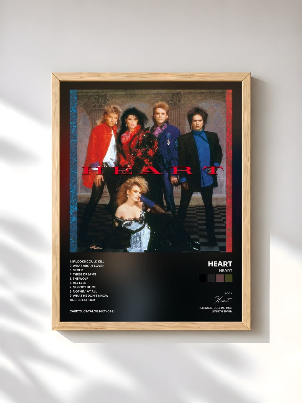 #bois Tableau de l'album Heart de Heart, cadre en bois brut, imprimé et encadré en France
