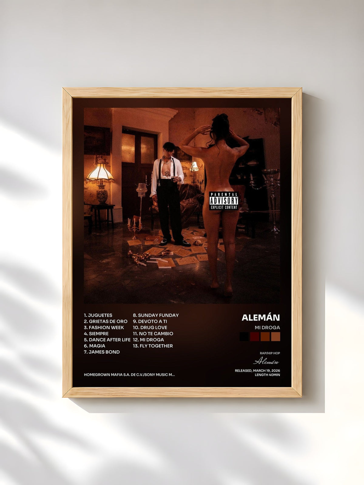 #bois Tableau de l'album Mi Droga de Alemán, cadre en bois brut, imprimé et encadré en France
