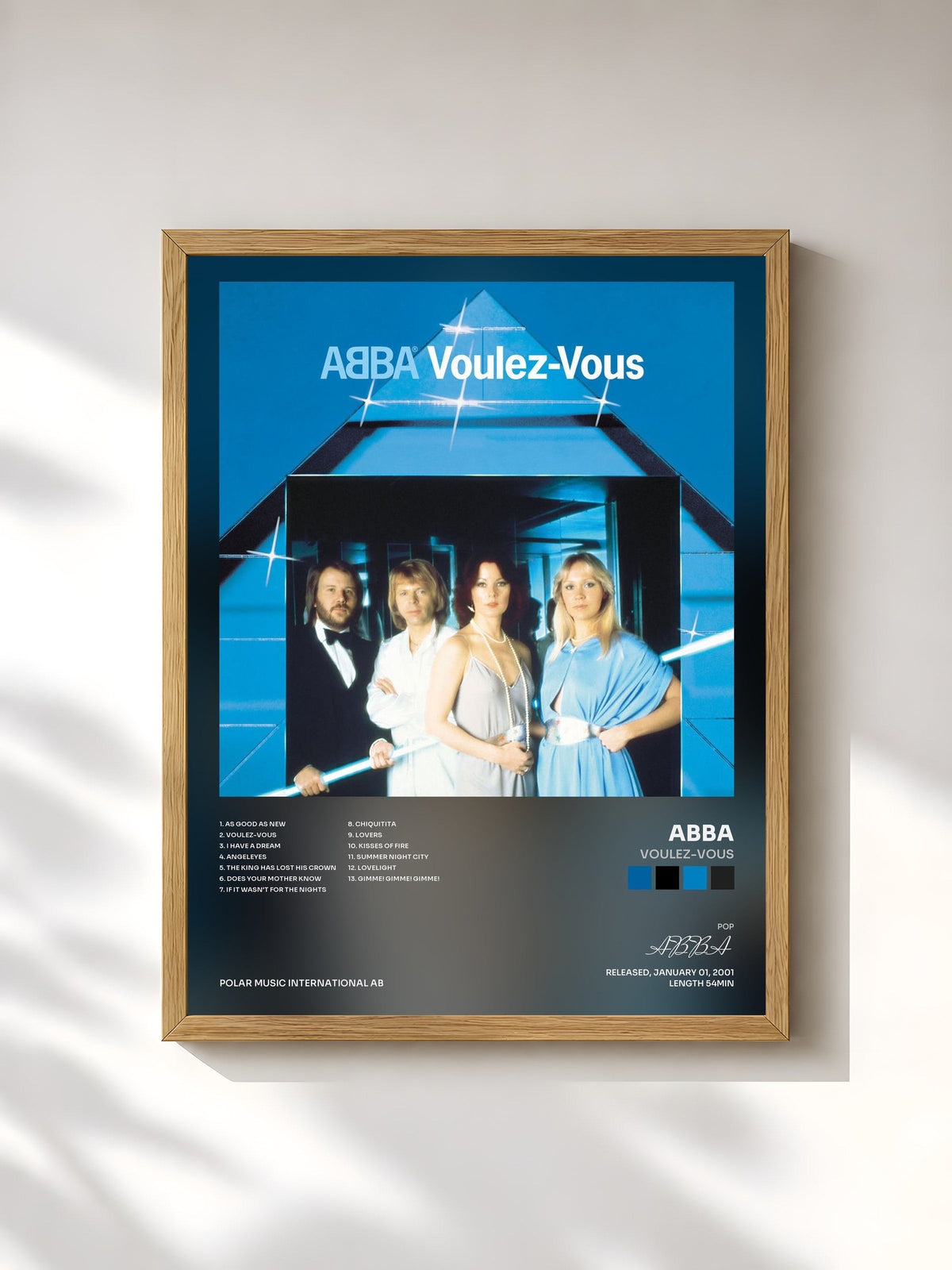 #bois Tableau de l'album Voulez-Vous de ABBA, cadre en bois brut, imprimé et encadré en France