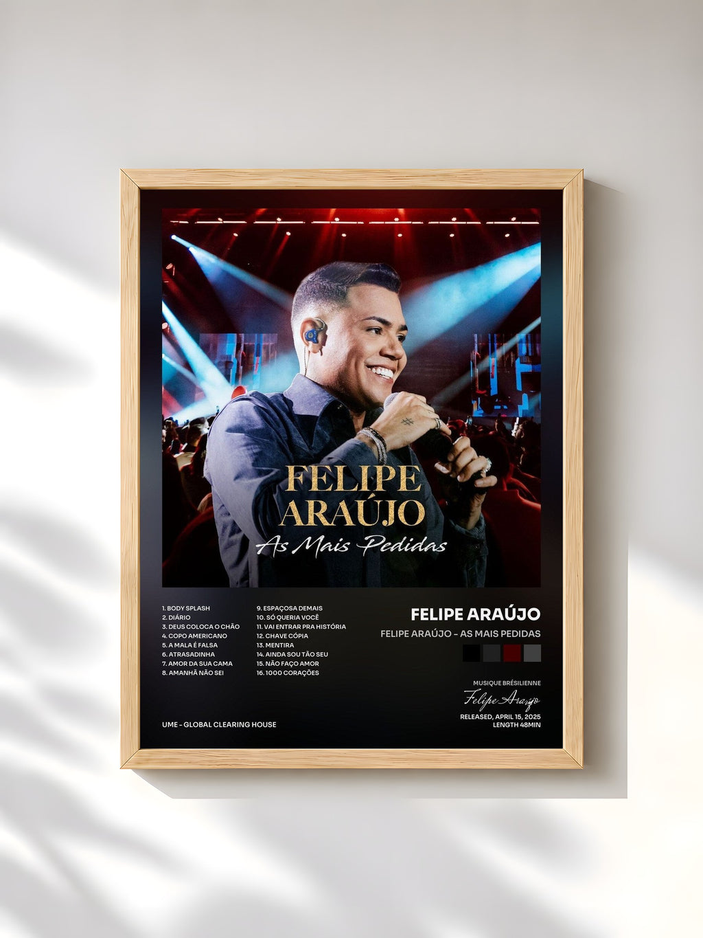 #bois Tableau de l'album Felipe Araújo - As Mais Pedidas de Felipe Araújo, cadre en bois brut, imprimé et encadré en France