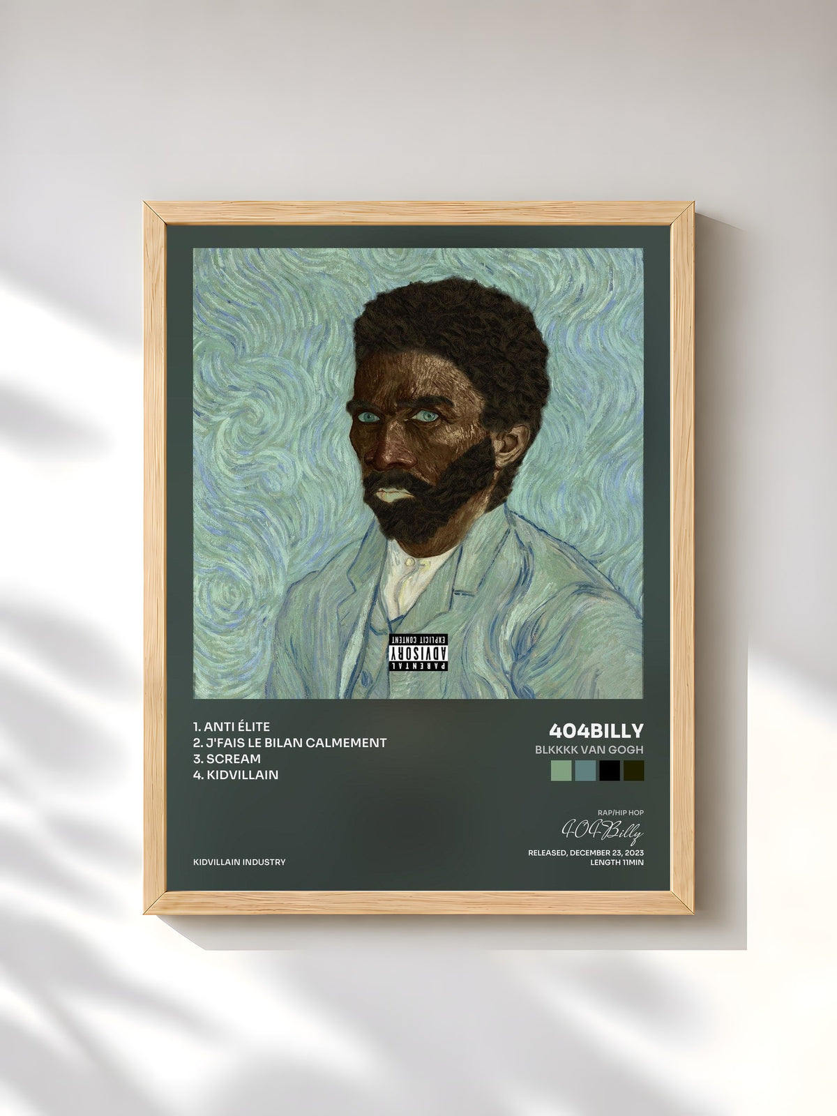 #bois Tableau de l'album BLKKKK VAN GOGH de 404Billy, cadre en bois brut, imprimé et encadré en France