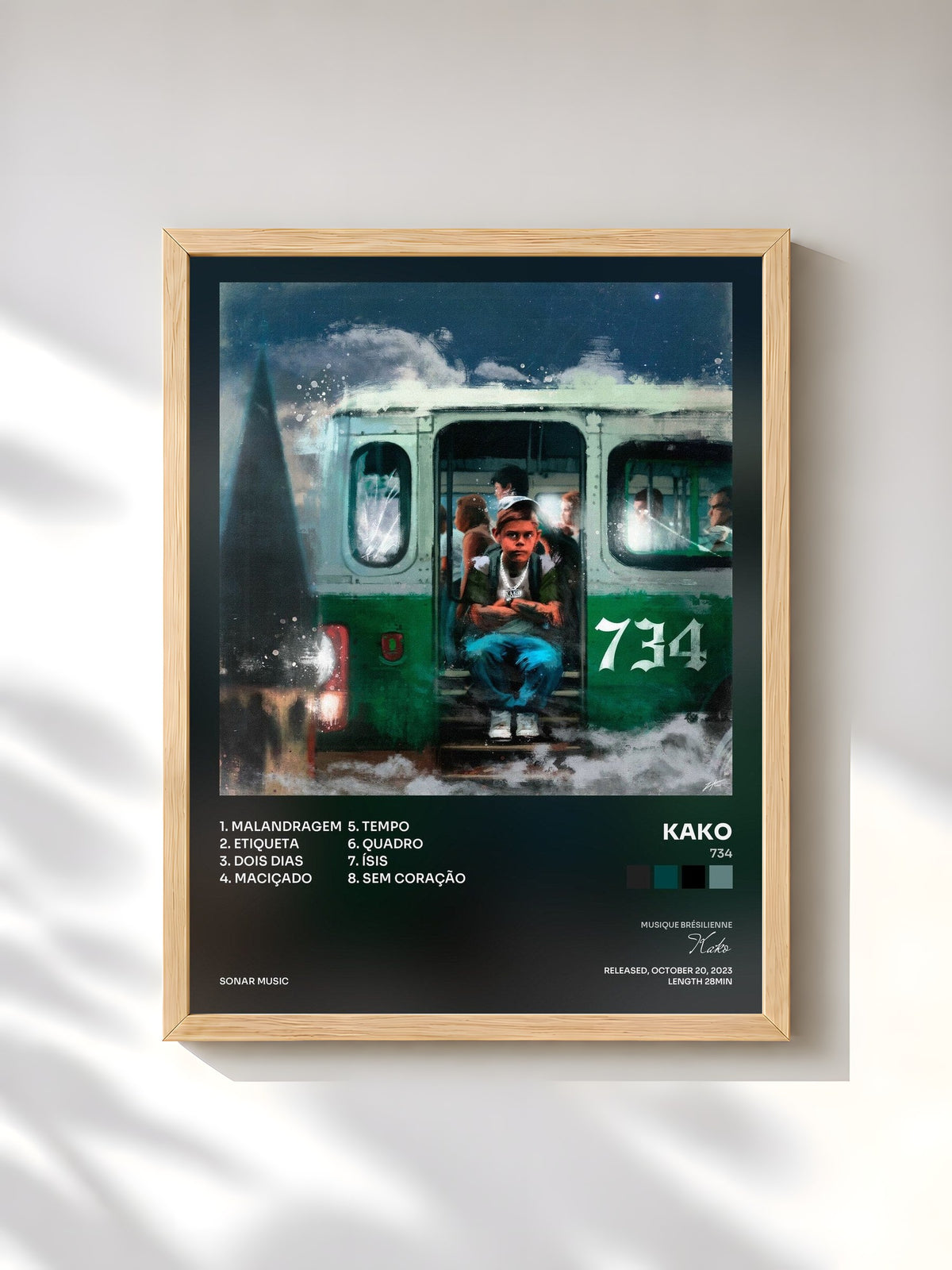 #bois Tableau de l'album 734 de Kako, cadre en bois brut, imprimé et encadré en France