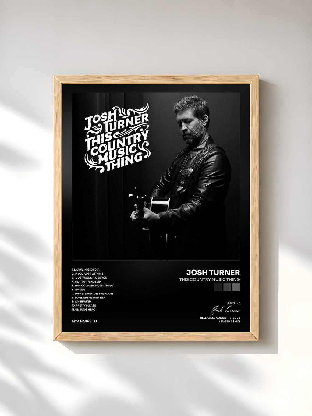 #bois Tableau de l'album This Country Music Thing de Josh Turner, cadre en bois brut, imprimé et encadré en France