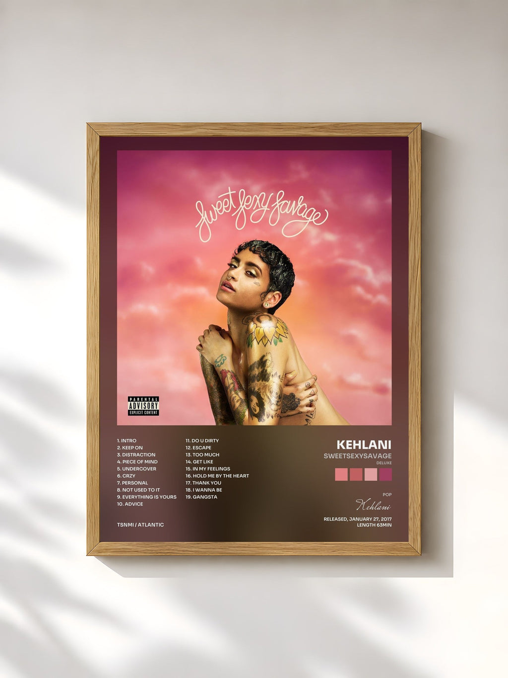 #bois Tableau de l'album SweetSexySavage (Deluxe) de Kehlani, cadre en bois brut, imprimé et encadré en France