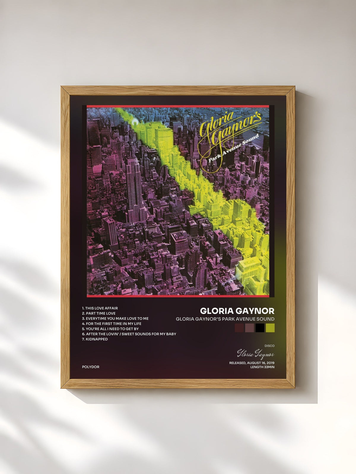 #bois Tableau de l'album Gloria Gaynor's Park Avenue Sound de Gloria Gaynor, cadre en bois brut, imprimé et encadré en France