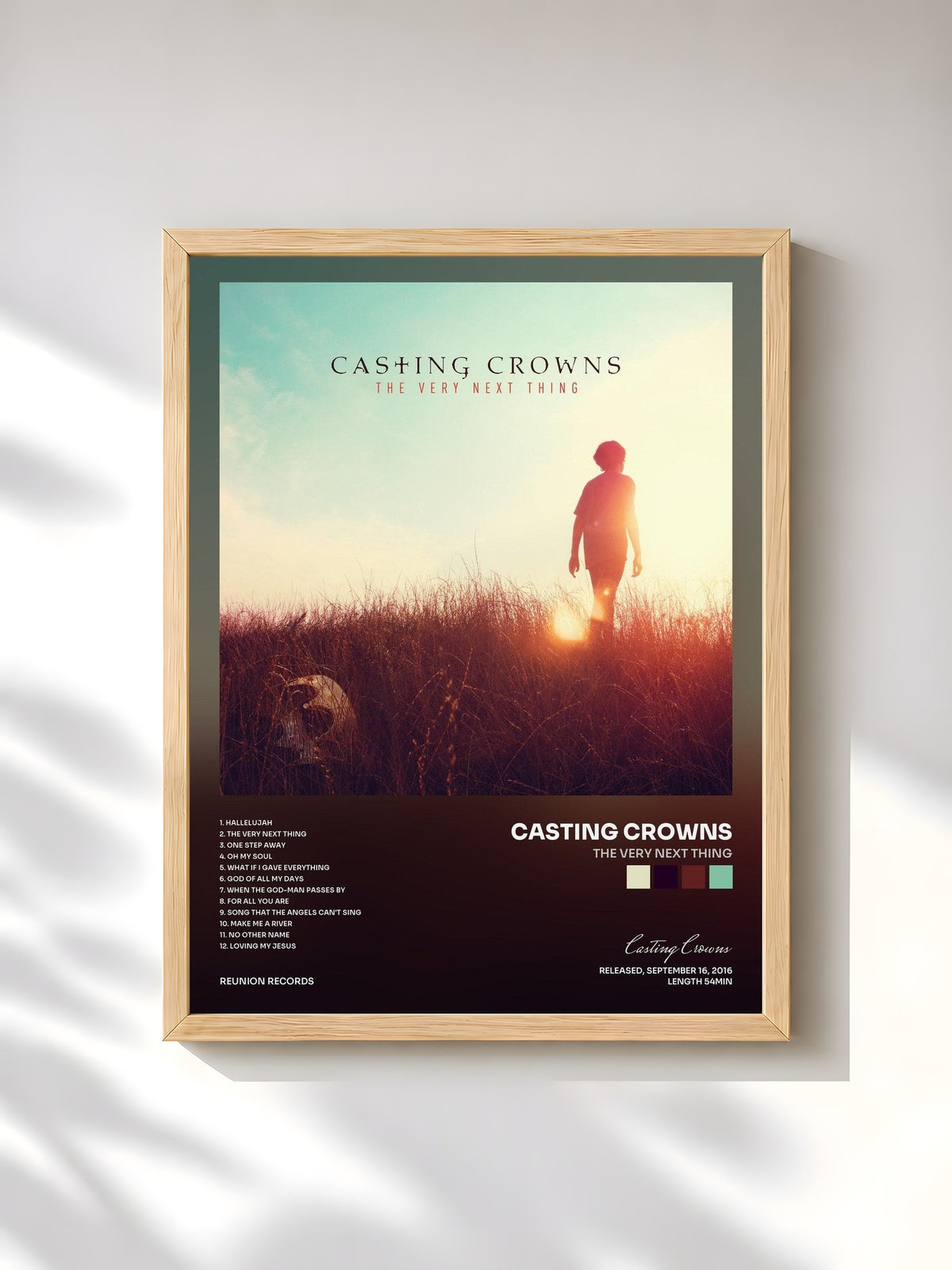 #bois Tableau de l'album The Very Next Thing de Casting Crowns, cadre en bois brut, imprimé et encadré en France