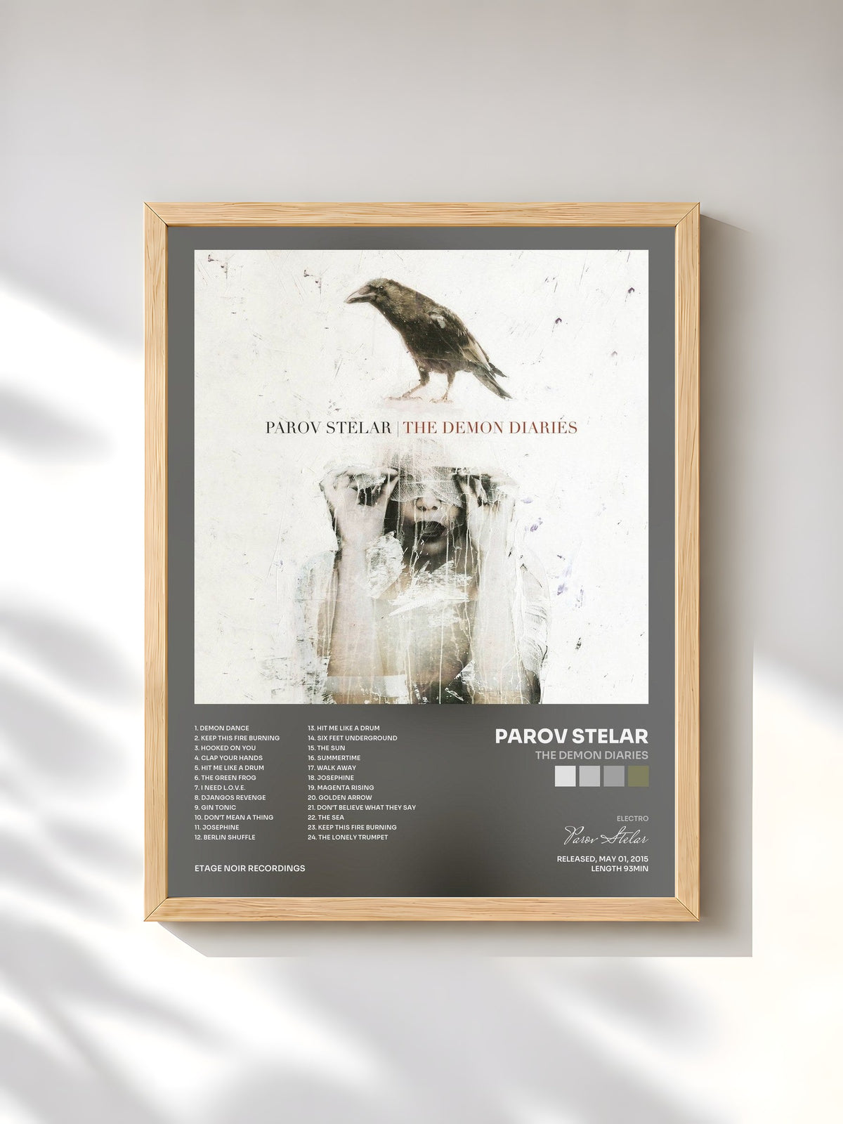 #bois Tableau de l'album The Demon Diaries de Parov Stelar, cadre en bois brut, imprimé et encadré en France