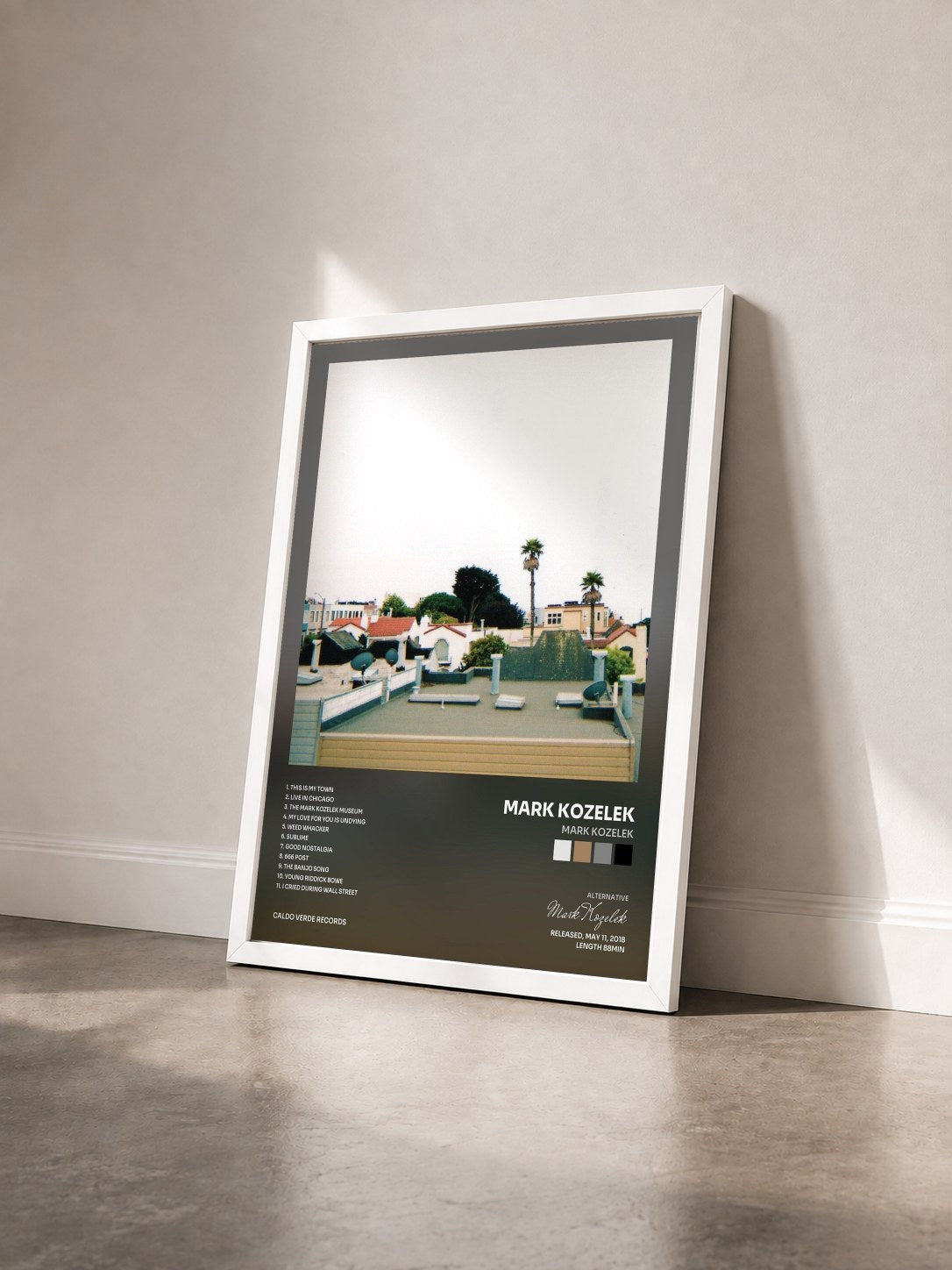#blanc Tableau de l'album Mark Kozelek de Mark Kozelek vu de trois quarts, cadre blanc