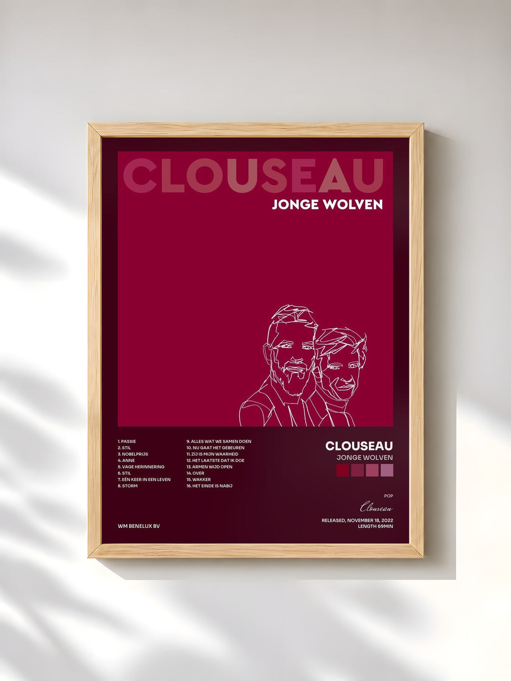 #bois Tableau de l'album Jonge Wolven de Clouseau, cadre en bois brut, imprimé et encadré en France