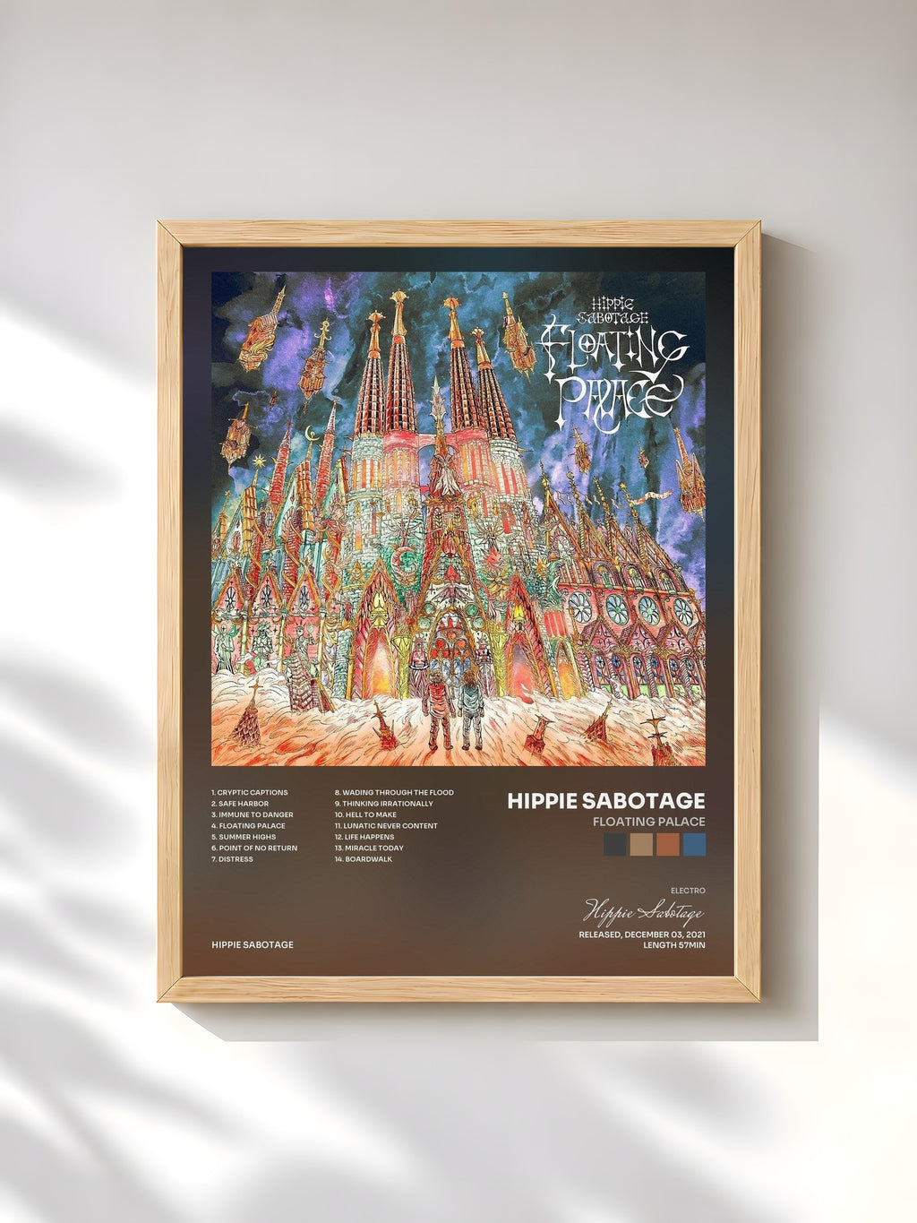 #bois Tableau de l'album Floating Palace de Hippie Sabotage, cadre en bois brut, imprimé et encadré en France
