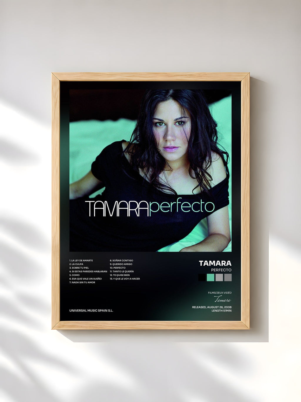 #bois Tableau de l'album Perfecto de Tamara, cadre en bois brut, imprimé et encadré en France