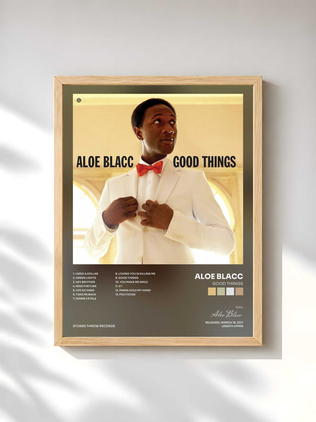 #bois Tableau de l'album Good Things de Aloe Blacc, cadre en bois brut, imprimé et encadré en France
