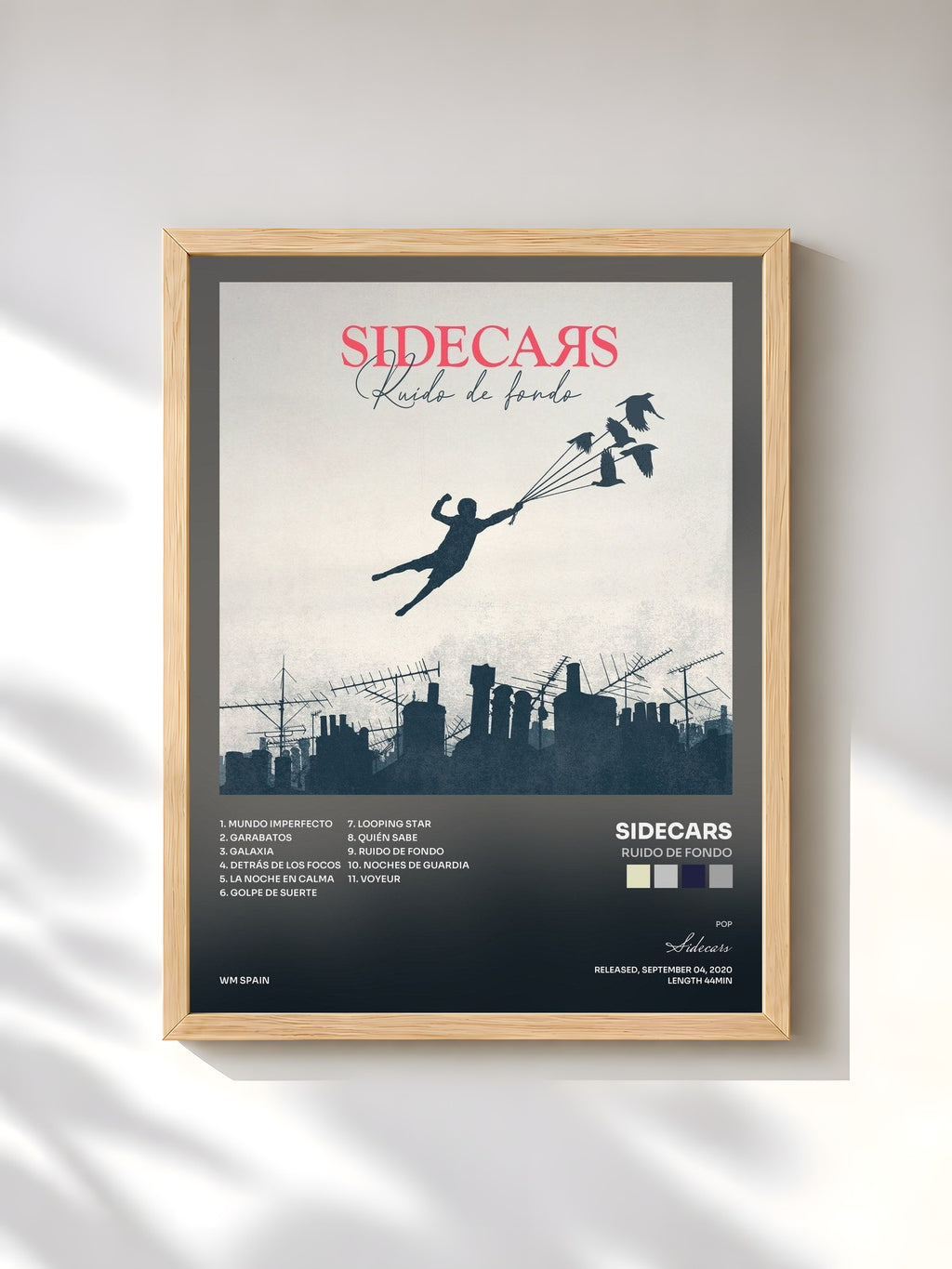 #bois Tableau de l'album Ruido de fondo de Sidecars, cadre en bois brut, imprimé et encadré en France