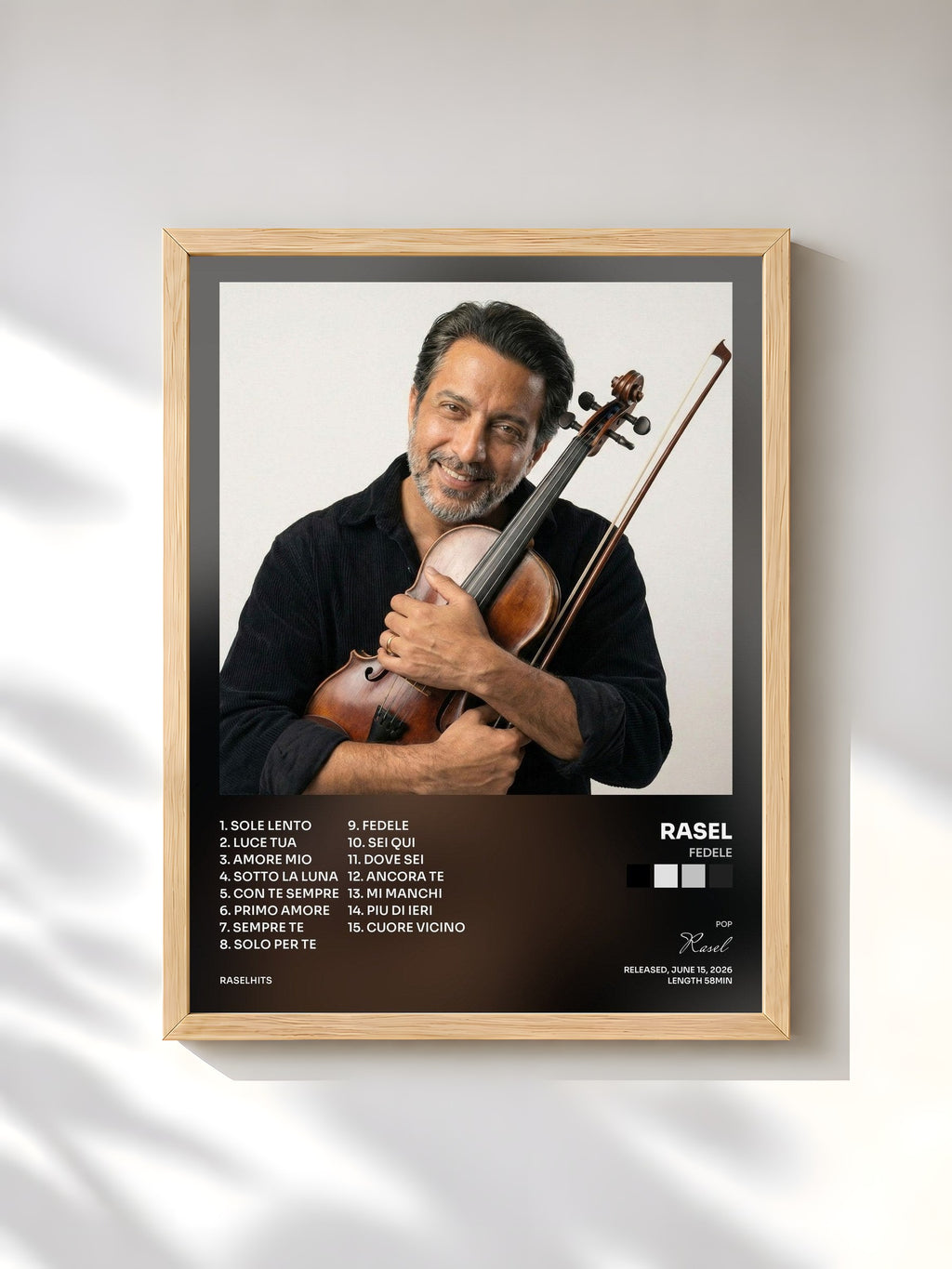 #bois Tableau de l'album Fedele de Rasel, cadre en bois brut, imprimé et encadré en France
