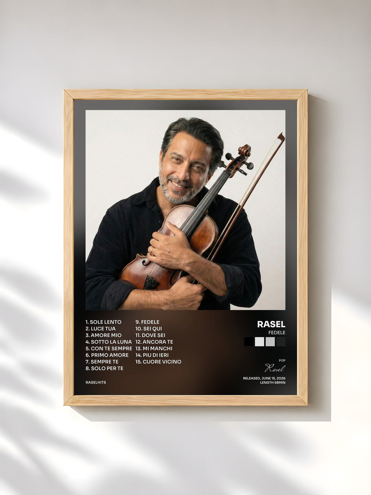 #bois Tableau de l'album Fedele de Rasel, cadre en bois brut, imprimé et encadré en France