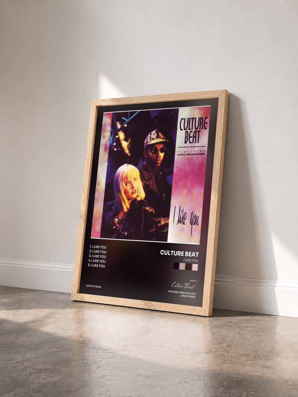 #bois Tableau de l'album I Like You de Culture Beat vu de trois quarts, cadre en bois brut