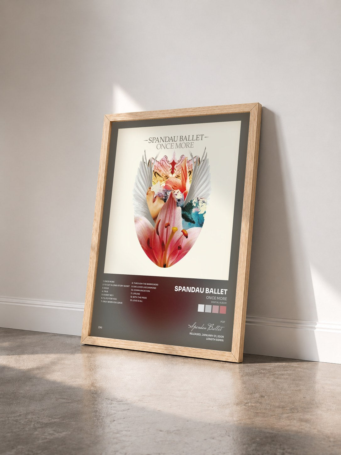#bois Tableau de l'album Once More (Digital Album) de Spandau Ballet vu de trois quarts, cadre en bois brut