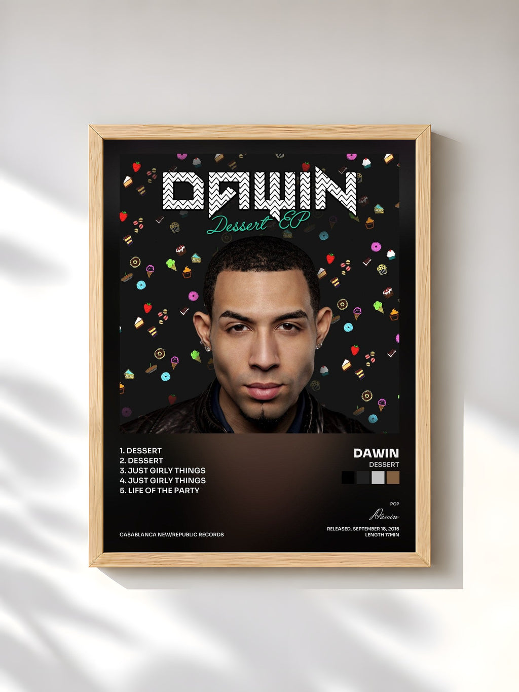 #bois Tableau de l'album Dessert de Dawin, cadre en bois brut, imprimé et encadré en France