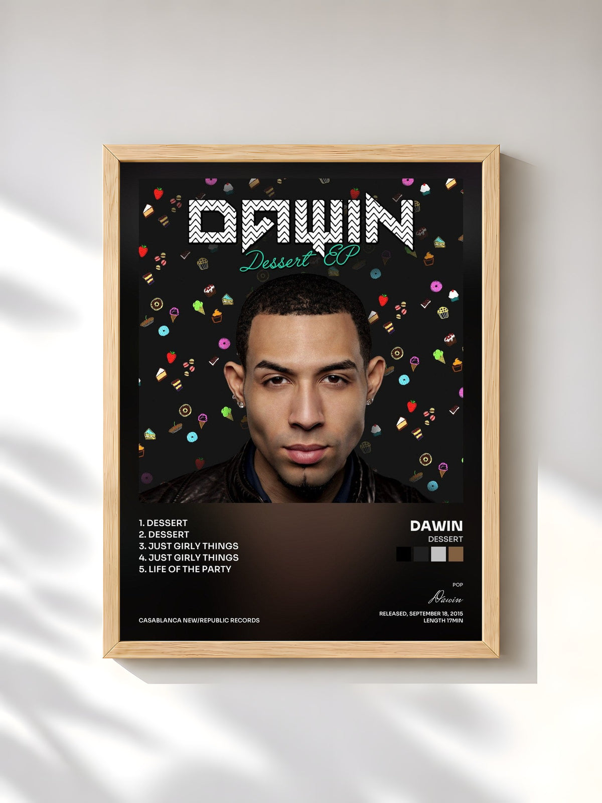 #bois Tableau de l'album Dessert de Dawin, cadre en bois brut, imprimé et encadré en France